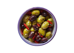 Garlic, Peppers & Mustard Seed Olives (Pouch 1Kg)