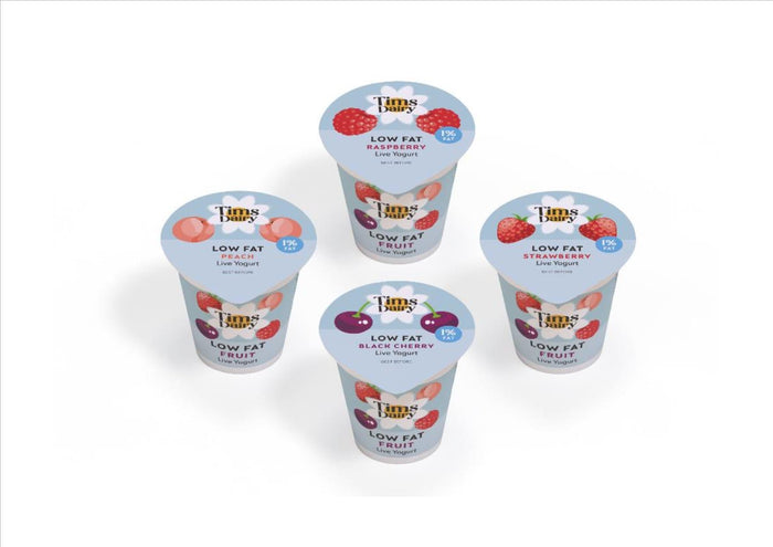 Tims Dairy Low Fat Fruit Yoghurt Mixed Flavours (Tray 12x125g)